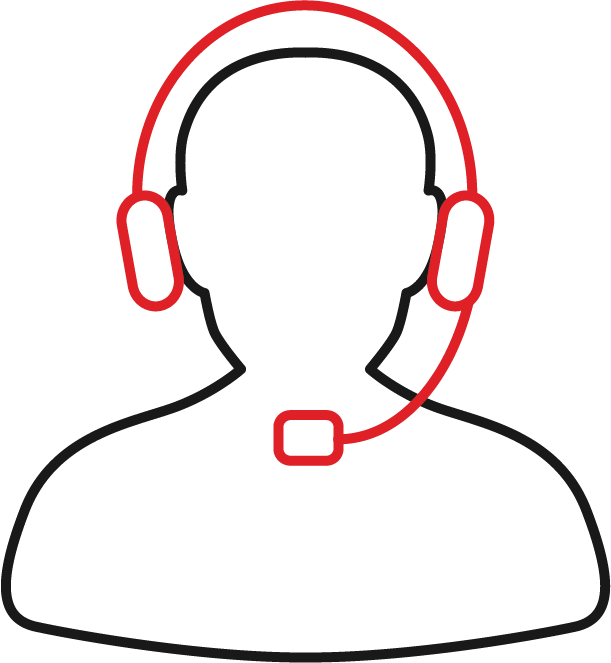Outline of a person wearing a headset with a microphone, symbolizing customer support or a call center representative.